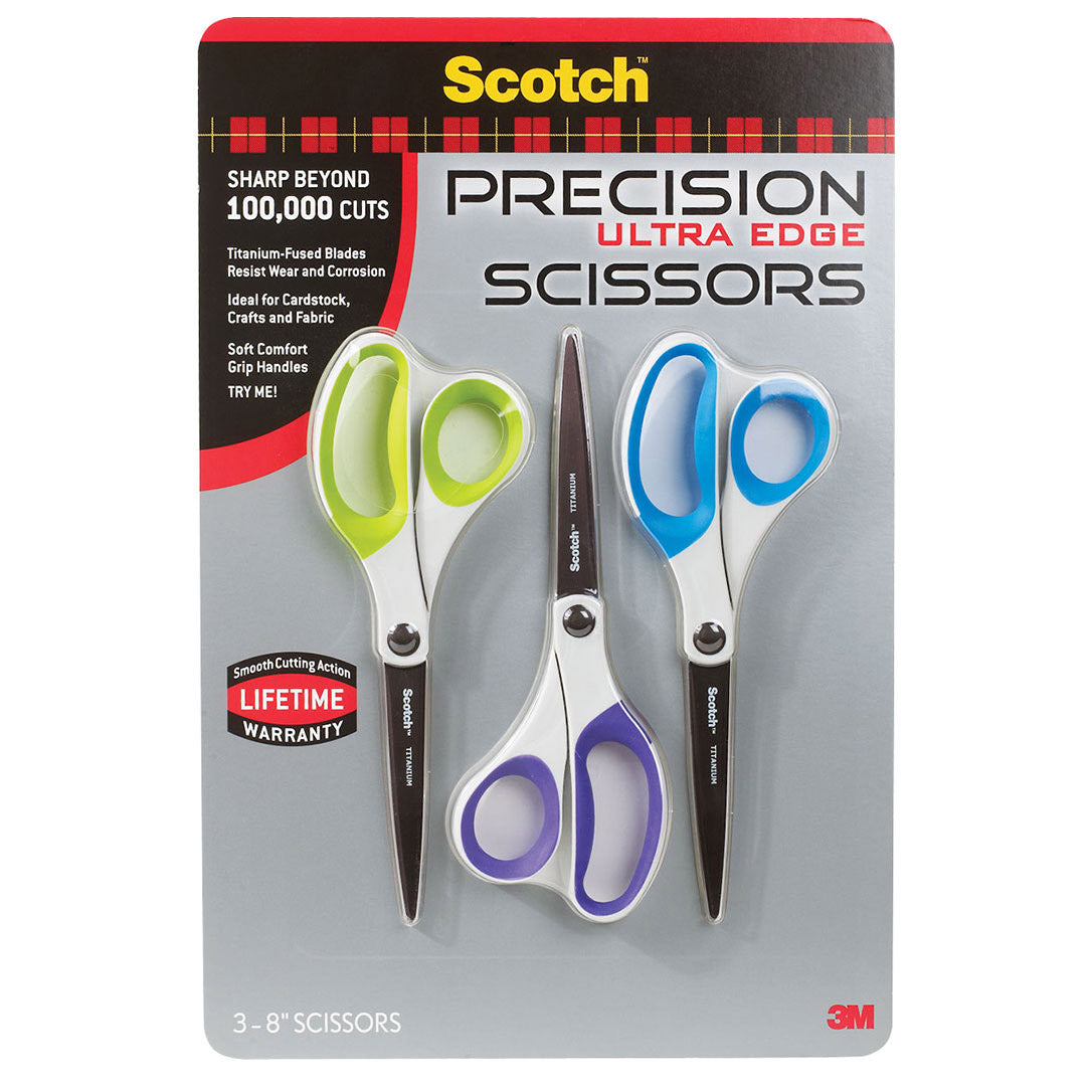 3M SCOTCH PRECISION ULTRA EDGE 8" SCISSOR 3PK