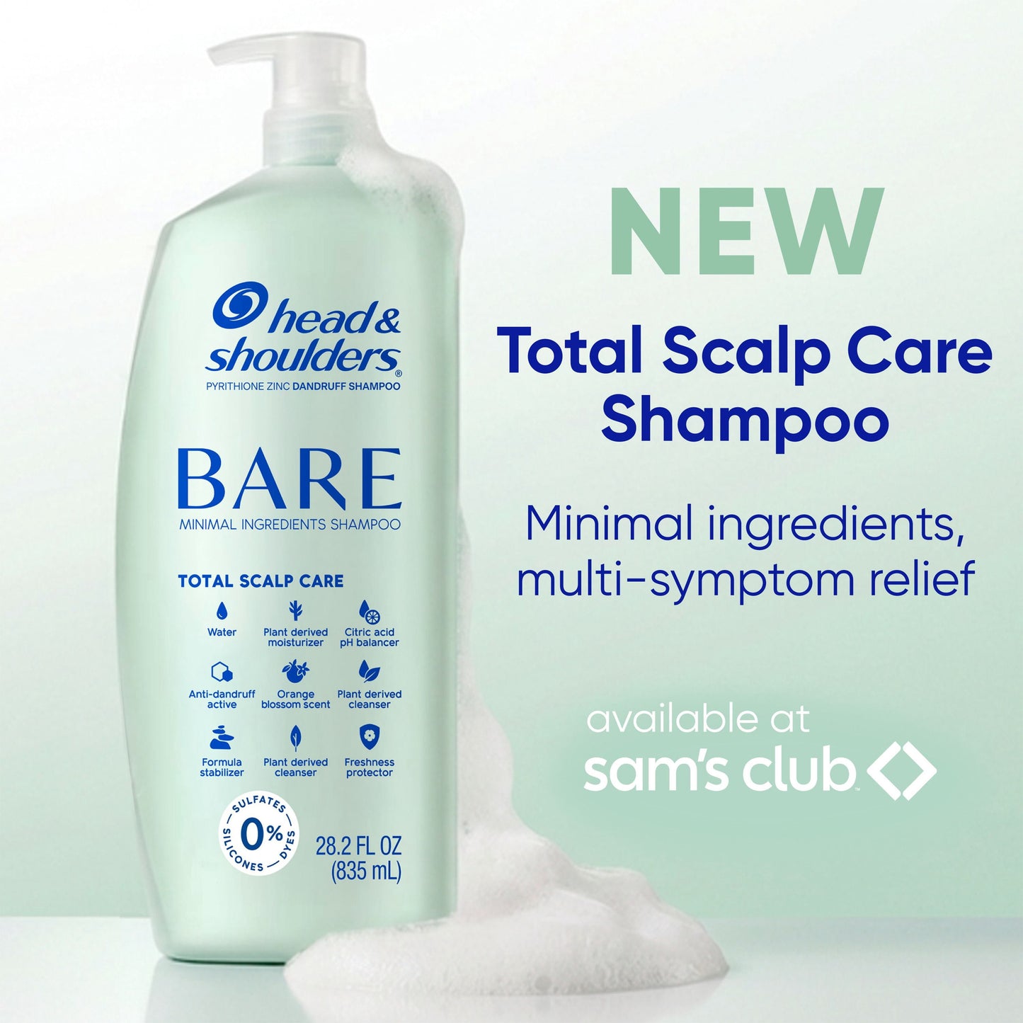 Head & Shoulders Bare Total Scalp Care Shampoo, 28.2 fl. oz.