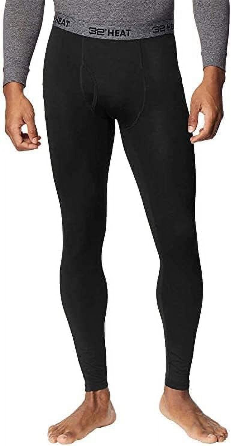 32 Degrees Men's 2-Pack Performance Lightweight Thermal Baselayer Legging Pant, Black/Black, Small
