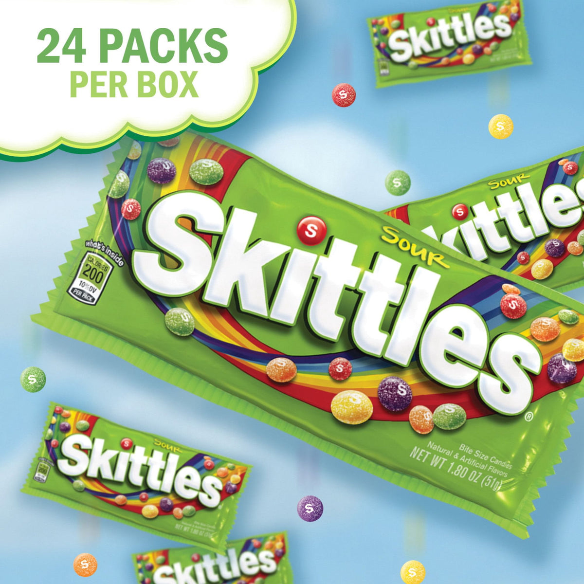 Skittles Sour Fruity Chewy Candy, Full Size, 1.8 oz., 24 pk.