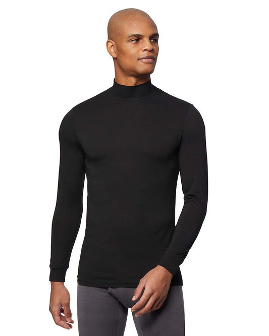 32 Degrees Mens Heat Performance Thermal Baselayer Mockneck Long Sleeve Top, Black, Medium
