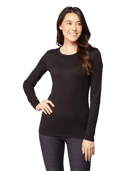 Womens Lightweight Baselayer Crew Top, Black, Size XLarge