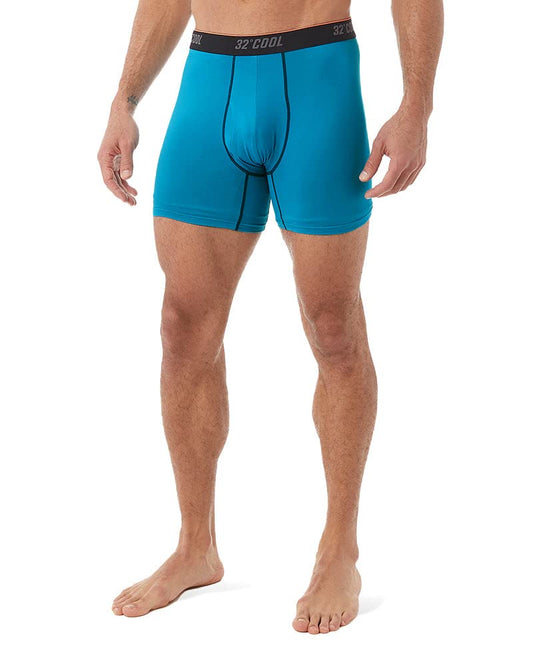 32 Degrees Men’s Cool Active Boxer Brief | Anti-Odor | Moisture Wicking | Elastic Waistband | Functional Fly, Neon Blue, XX-Large
