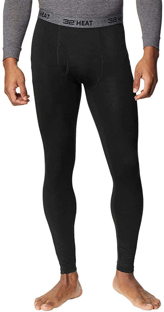 32 Degrees Mens 2 Pack Heat Performance Thermal Baselayer Pant Leggings, Black/Black, M