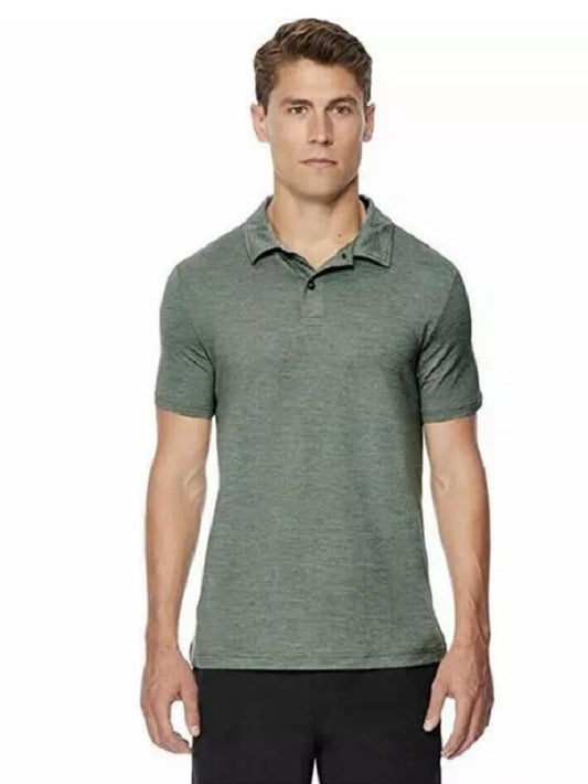 32 Degrees Men’s Techno Mesh Ultra Lux Textured Polo (M, Field Green)