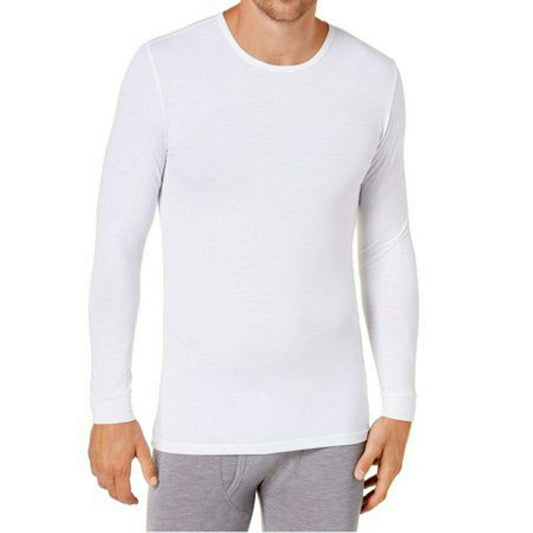 Mens Heat Plus Crew Neck Baselayer Top, White, XLarge
