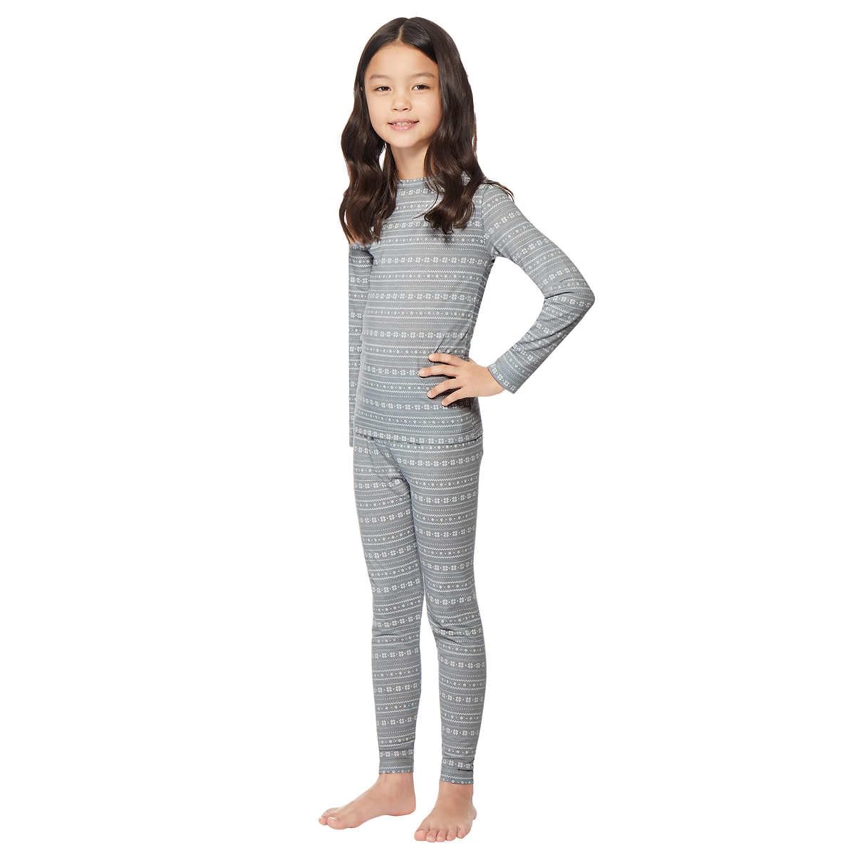 32 Degrees Kids' Heat Long Sleeve Crew Neck and Legging Set Set Grey Xlarge Grey Snow Flake
