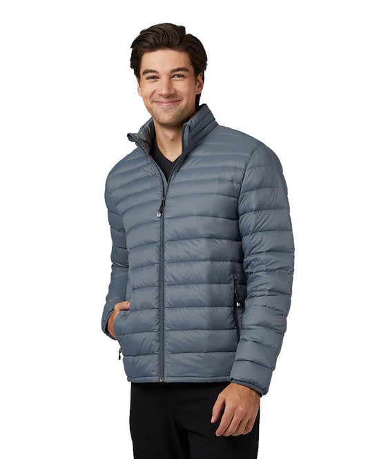 32 Degrees Men's Ultra-Light Down Packable Jacket | Layering | Zippered Pockets | Water Repellent, Smoke Grey, Small