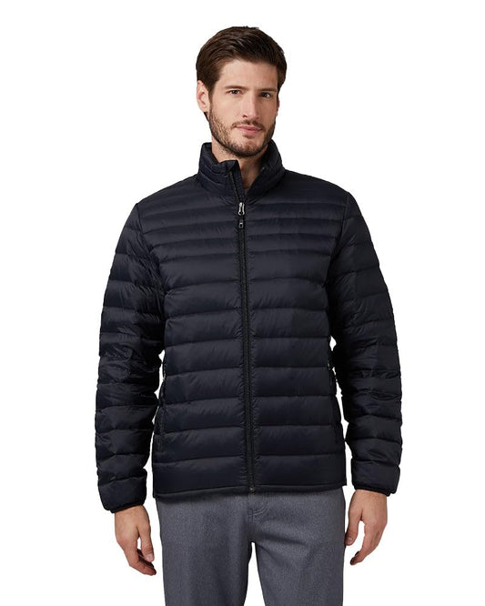 32º DEGREES Men's Ultra-Light Down Packable Jacket | Layering | Zippered Pockets | Water Repellent, Black, Small