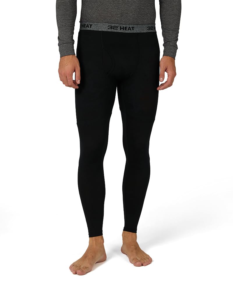 32 Degrees Heat Men's Lightweight Baselayer Legging | 4-Way Stretch | Thermal| Form Fitting, Black, X-Large