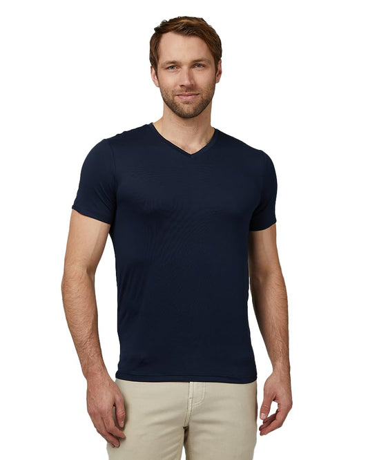 32 Degrees Mens Cool Quick Dry Active Lounge Basic Vneck T-Shirt, Navy, Small
