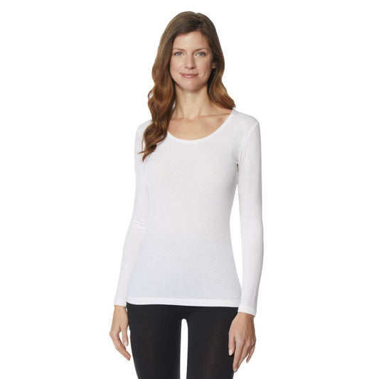 Womens Heat Plus Baselayer Top, White, XLarge
