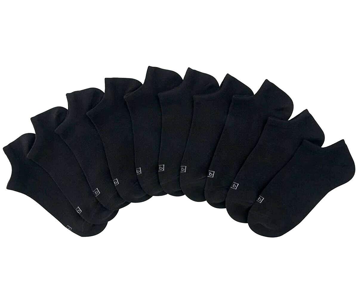 K.Bell Women's 1227349 No Show Fit 10 Pairs Socks (Shoe Size 4-10), Black (4-10)