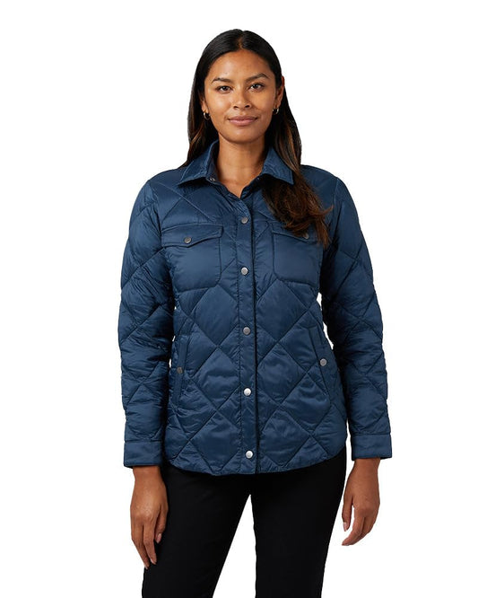 32º DEGREES Women's Lightweight Recycled Poly-Fill Shirt Jacket | Quilted | Semi-Fitted | Snap Pockets, Moonlit Ocean, Large