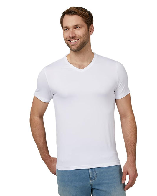 32 Degrees Mens Cool Quick Dry Active Lounge Basic Vneck T-Shirt, White, XXLarge