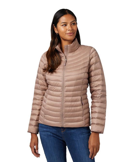 32 Degrees Women's Quilted Ultra-Light Down Packable Puffer Jacket | Layering |Semi-Fitted | Zippered Pockets | Water Repellent, Metallic Taupe, X-Small