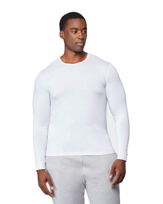 Mens Lightweight Baselayer Crew Top, White., Size XXLarge