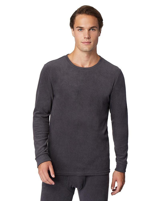 32 Degrees Men’s Heat Performance Thermal Heavyweight Baselayer Crewneck Long Sleeve Fleece Top, Stingray, Small
