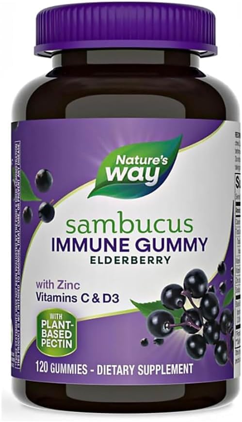 Hairless Brush Nature's Way Sambucus Elderberry with Vitamin C and Zinc, 120 Gummies-nalkotSumplimentsGuide
