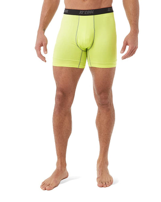32 Degrees Men’s Cool Active Boxer Brief | Anti-Odor | Moisture Wicking | Elastic Waistband | Functional Fly, Citrus Blast, Medium