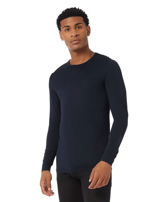 32 Degrees Men's Lightweight Baselayer Crew Top | Long Sleeve | Form Fitting | 4-Way Stretch | Thermal, Stormy Night, Small