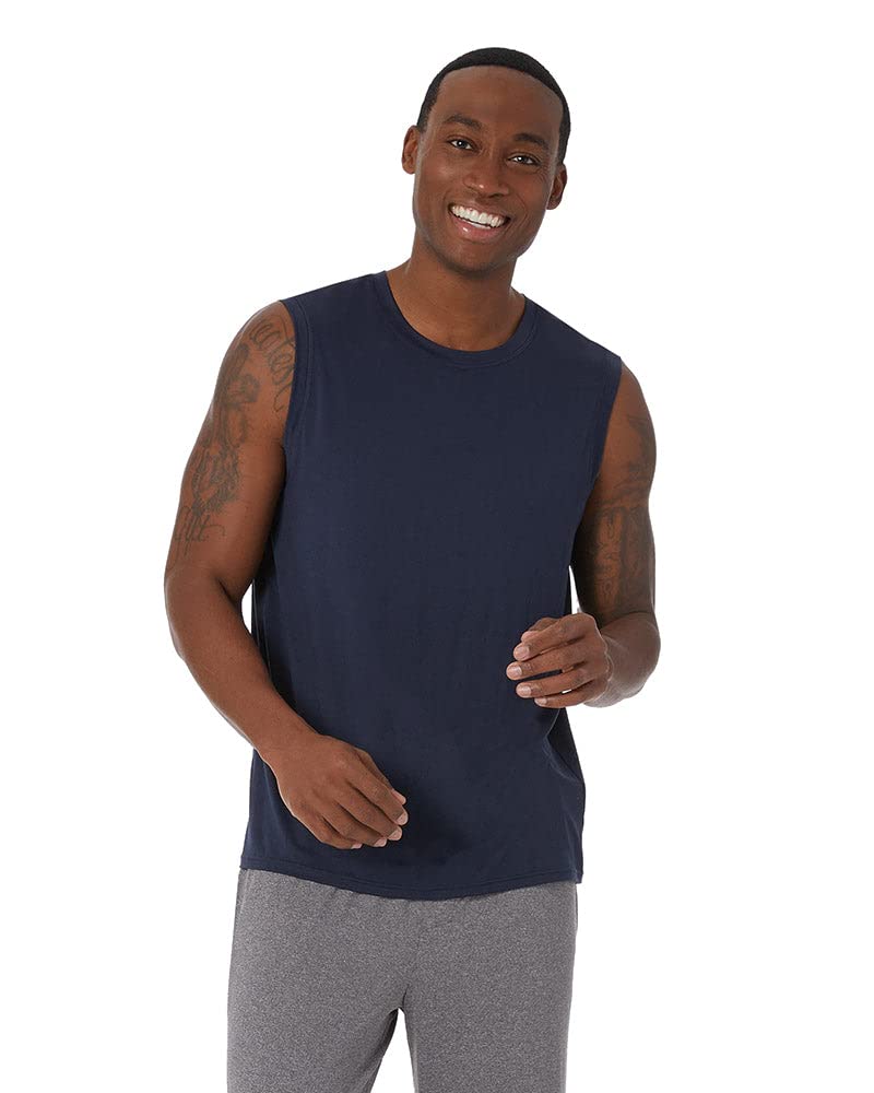 32 DEGREEES Men's Cool Classic Relaxed Tank | Anti-Odor | 4-Way Stretch | Moisture Wicking, Navy, XX-Large