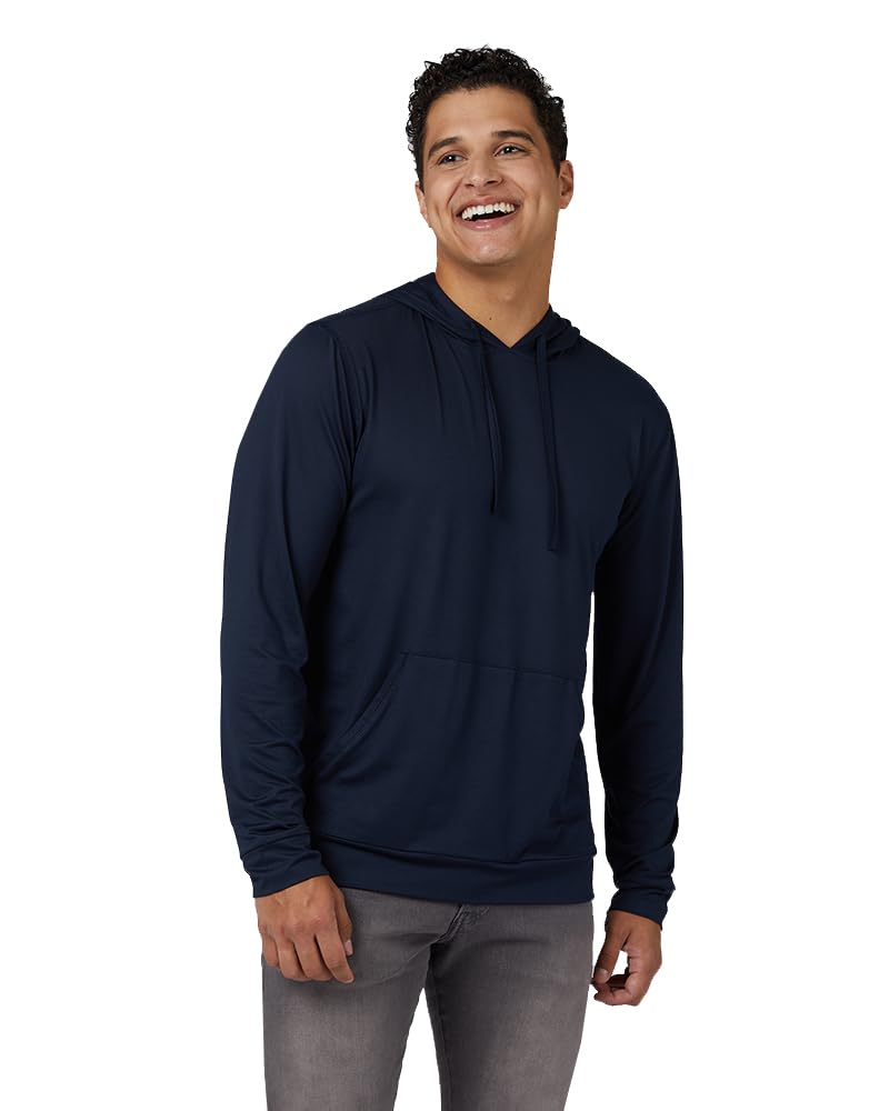 32 Degrees COOL Mens Lightweight Long Sleeve Hoodie Tee, Navy, Small