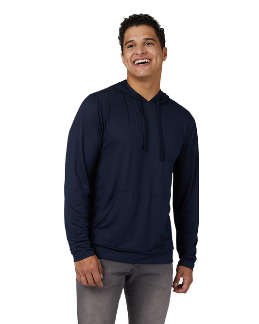 32 Degrees COOL Mens Lightweight Long Sleeve Hoodie Tee, Navy, X-Large