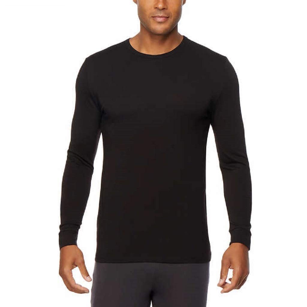 Mens Heat Plus Crew Neck Baselayer Top, Heather Black, Medium