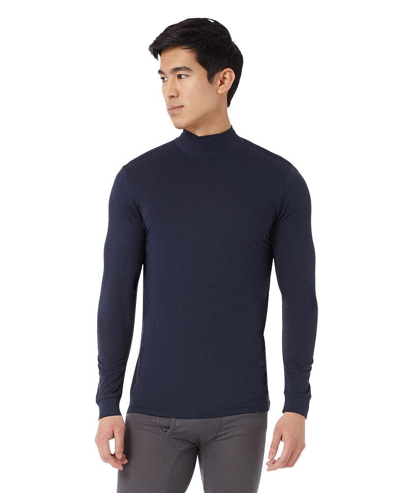 32 Degrees Men's Lightweight Baselayer Mock Top | Long Sleeve | Form Fitting | 4-Way Stretch | Thermal, Stormy Night, XX-Large