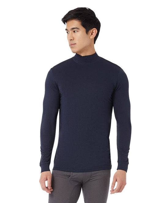 32 Degrees Men's Lightweight Baselayer Mock Top | Long Sleeve | Form Fitting | 4-Way Stretch | Thermal, Stormy Night, XX-Large