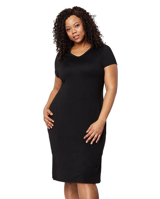 32º Degrees Womenâ€™s Cool T-Shirt Dress | Moisture Wicking | Ultra-Soft | Anti - Odor | Side Slits, Black, Large