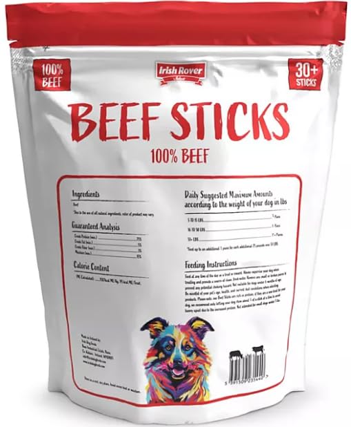 Irish Rover 100% Beef Stick Dog Treats, 30+ Sticks, 2.2 lbs