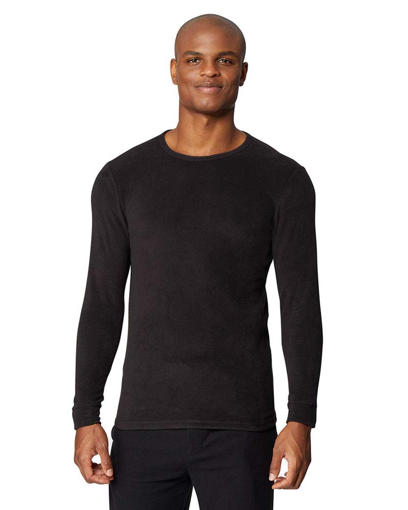 Mens Heavyweight Fleece Baselayer Crew Top, Black, Size Medium