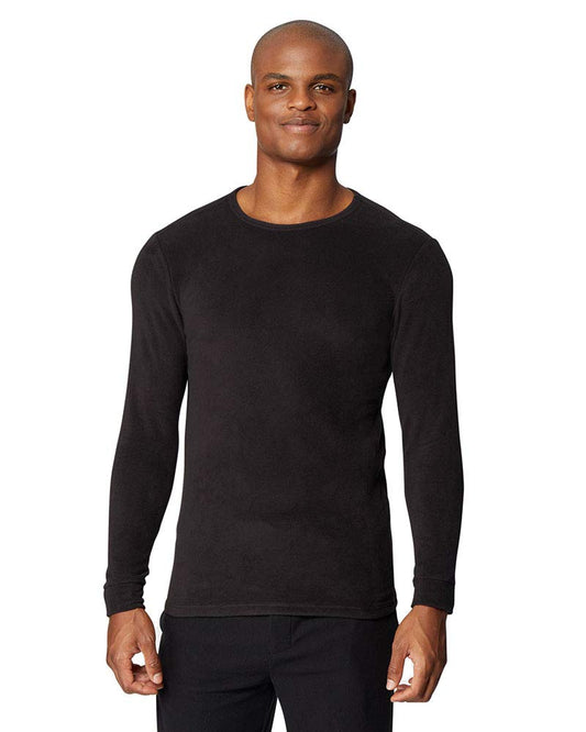 Mens Heavyweight Fleece Baselayer Crew Top, Black, Size Medium