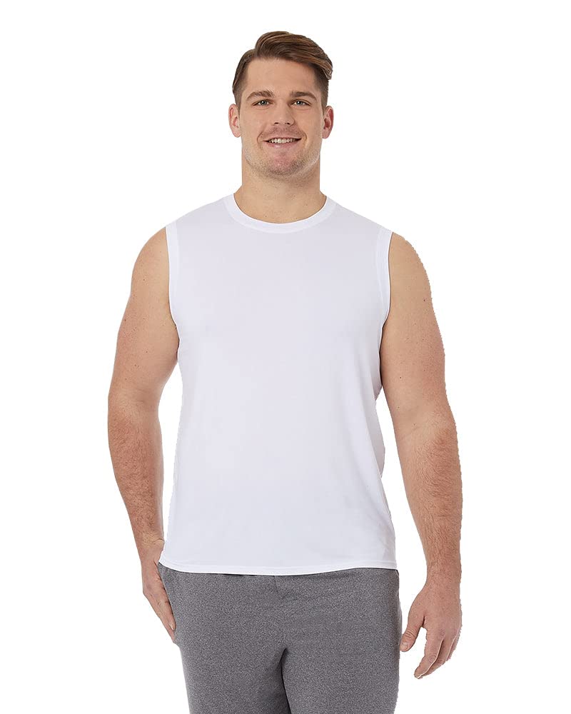 32 DEGREEES Men's Cool Classic Relaxed Tank | Anti-Odor | 4-Way Stretch | Moisture Wicking, White, Large