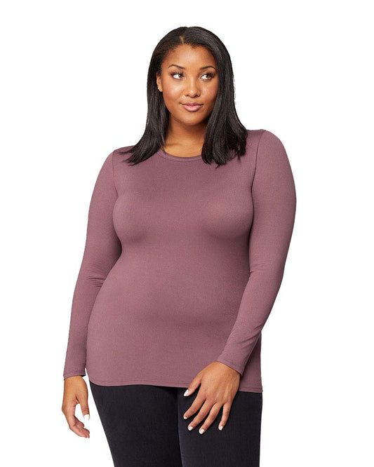 Womens Lightweight Baselayer Crew Top, Berry Mauve, Size XLarge