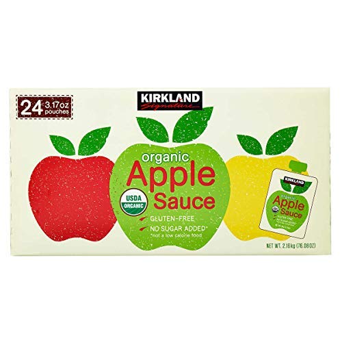 Kirkland Signature Organic Gluten-Free No Sugar Added Applesauce: 24 Count (3.17 oz.)-set of 2