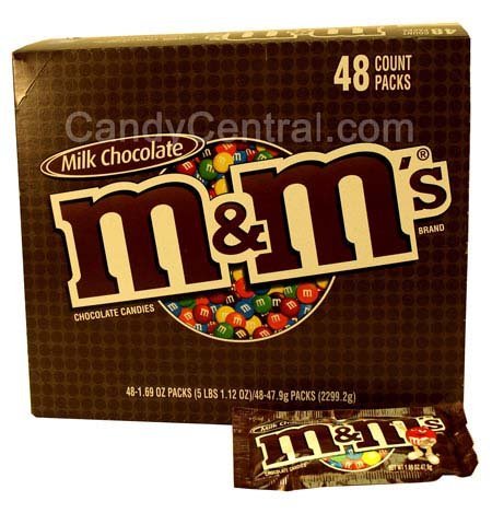 M&M's Chocolate Candies, Milk Chocolate, 1.69-Ounce Bags (Pack of 48)