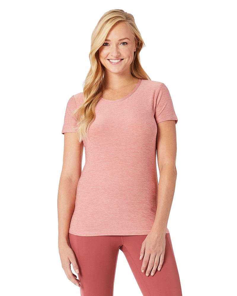 32 DEGREEES Women’s Cool Fitted T-Shirt | Lightweight| Quick Dry | Fitted, Veiled Rose Space Dye, Small