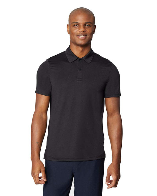 32 Degrees Mens Wicking Golf Performance Polo Shirt, Black., Small