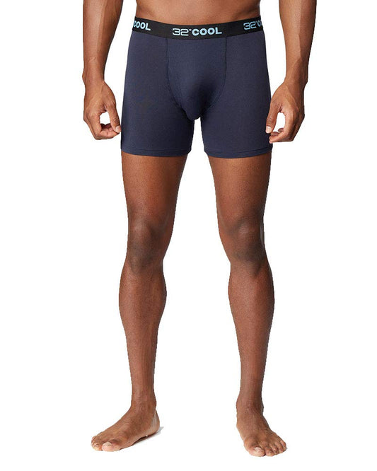 32 Degrees Mens Cool Quick Dry Active Fitted Stretch Boxer Brief, Navy, Large