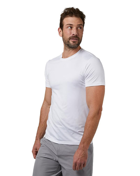 32 Degrees Mens Cool Quick Dry Active Basic Crew T-Shirt, White, Medium