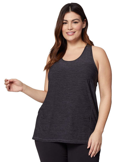 32 DEGREEES Women’s Cool Racerback Tank | Lightweight| Quick Dry | Loose Fit, Black Space Dye, X-Large