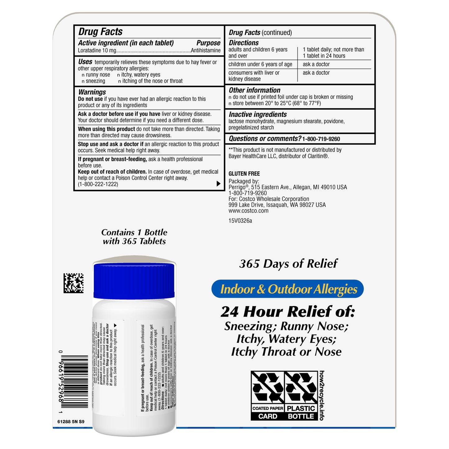 KIRKLAND SIGNATURE ALLERCLEAR 10MG. 365 TABLETS IL PRICE