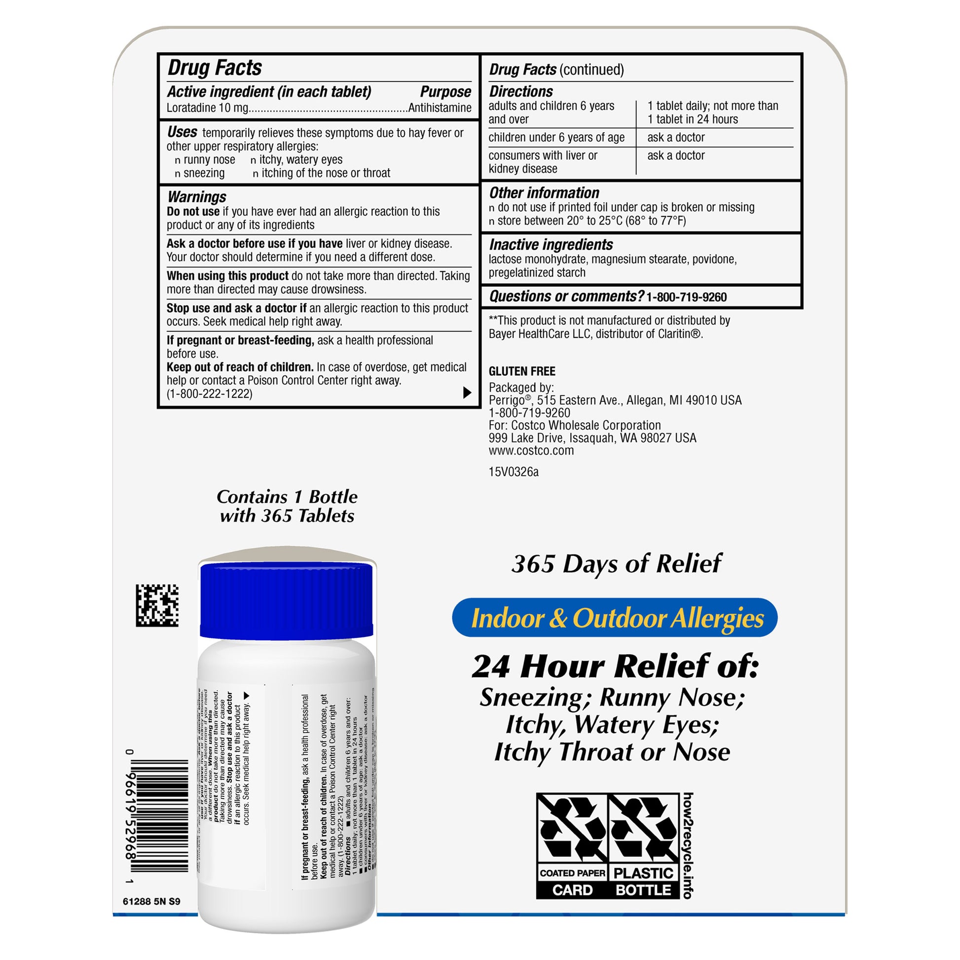 KIRKLAND SIGNATURE ALLERCLEAR 10MG. 365 TABLETS IL PRICE