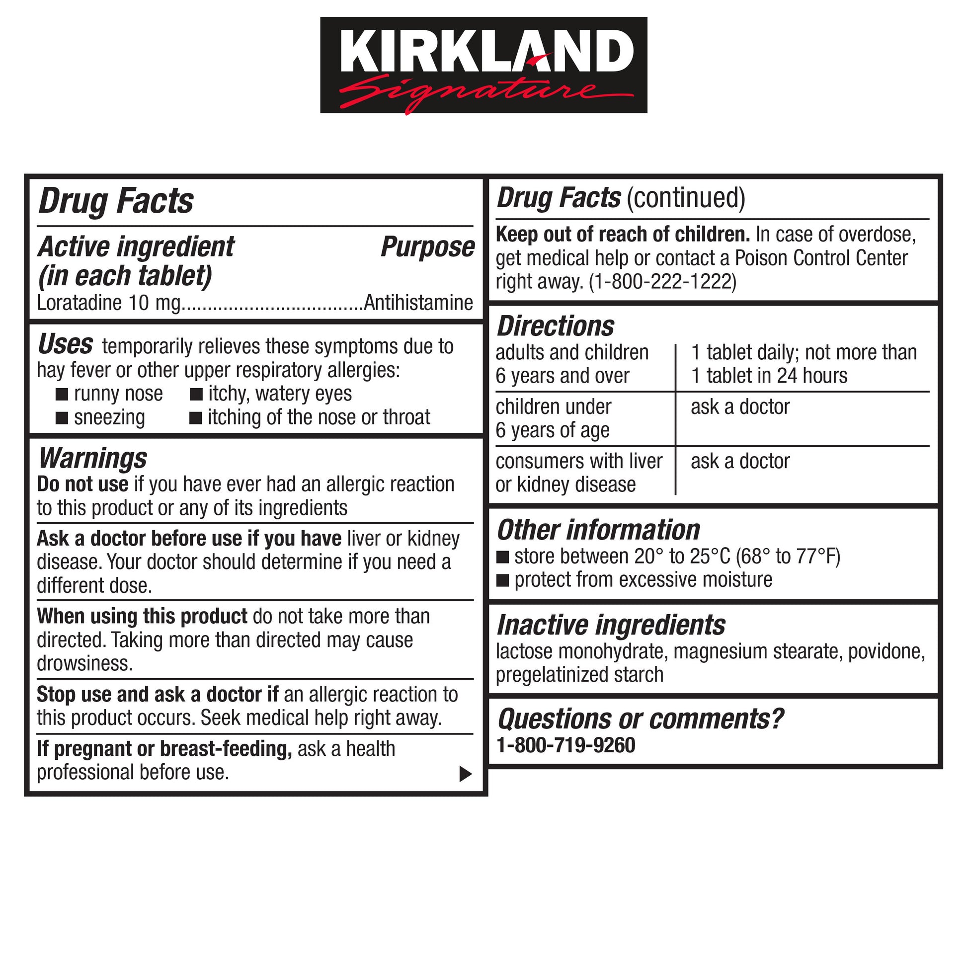 KIRKLAND SIGNATURE ALLERCLEAR 10MG. 365 TABLETS IL PRICE