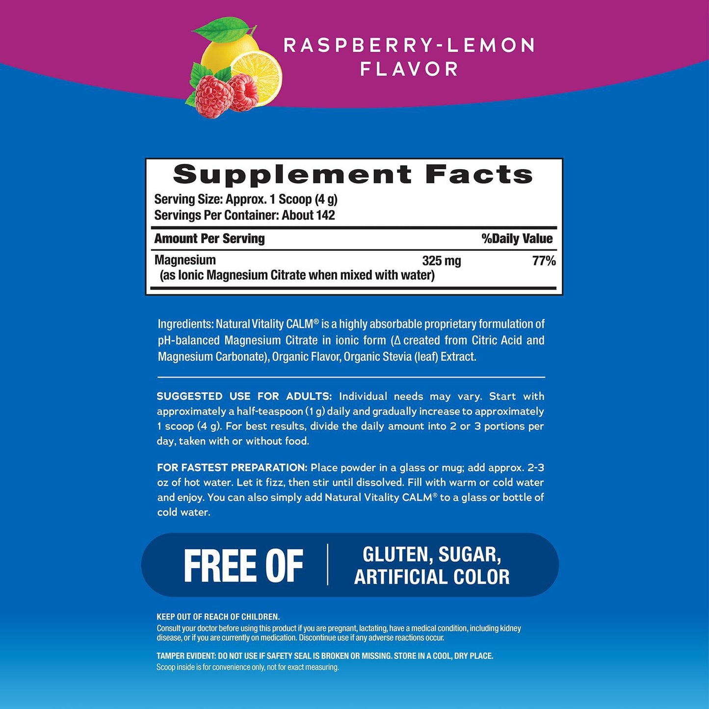 Natural Vitality CALM® Raspberry-Lemon Drink Mix, 20 oz.