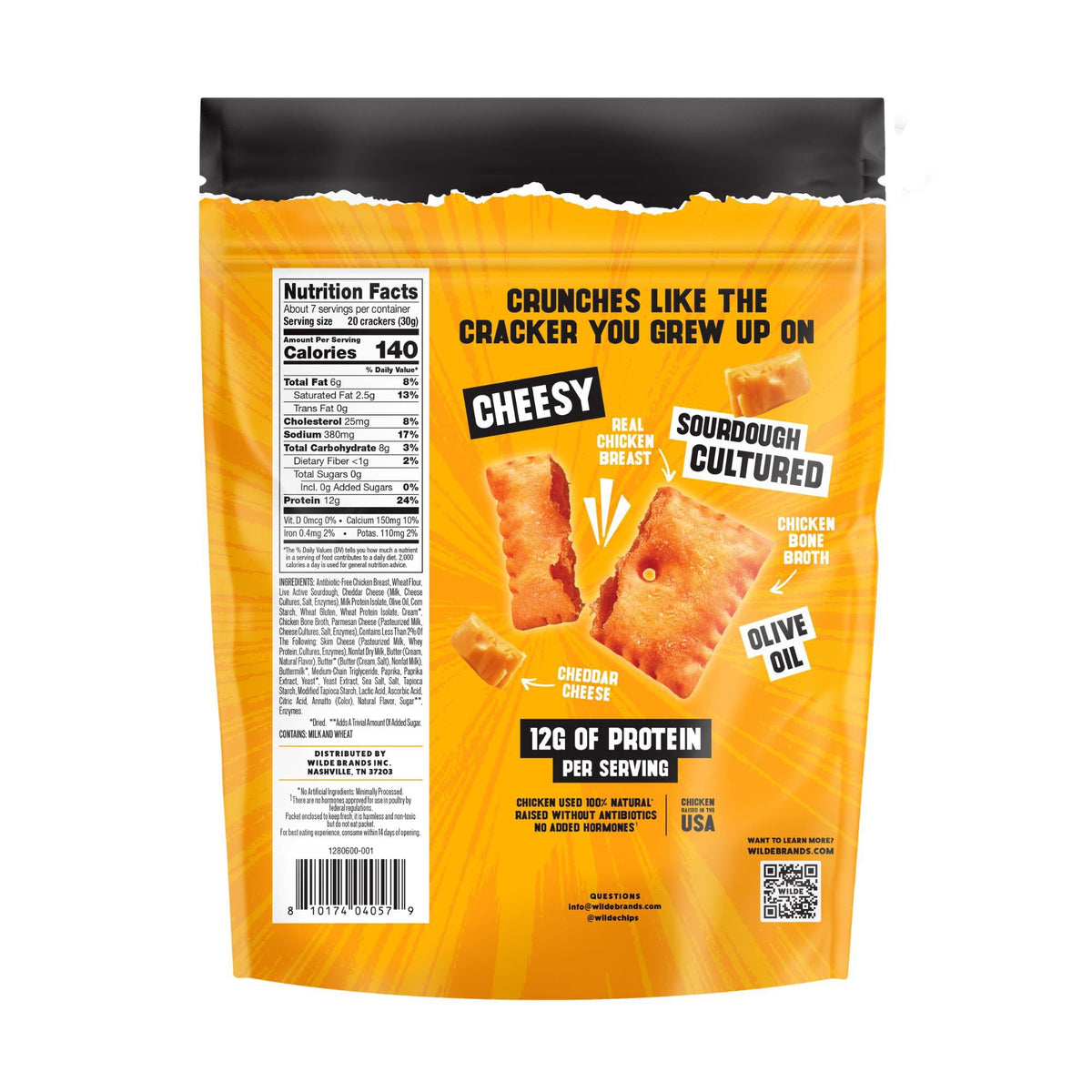 WILDE Protein Crackers Classic Cheddar, 7.4 oz.