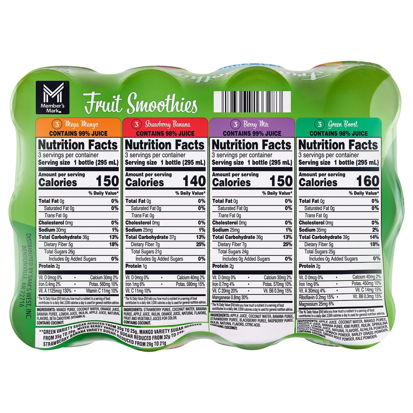 Member's Mark Smoothie Variety Pack, 10 fl. oz., 12 pk.